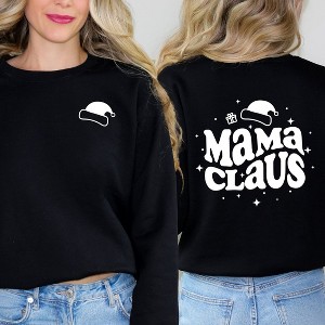 Simply Sage Market Women's Graphic Sweatshirt Mama Claus Front and Back - 1 of 4