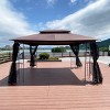 13x10 FT Outdoor Patio Gazebo Canopy,Canopy With Double Layer Roof And Mosquito Net,Removable Mesh,Metal Garden Large Space Canopy-Coolbibila - 3 of 4
