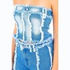 Women's Frayed Edge Denim Corset Top - American Bazi - 4 of 4