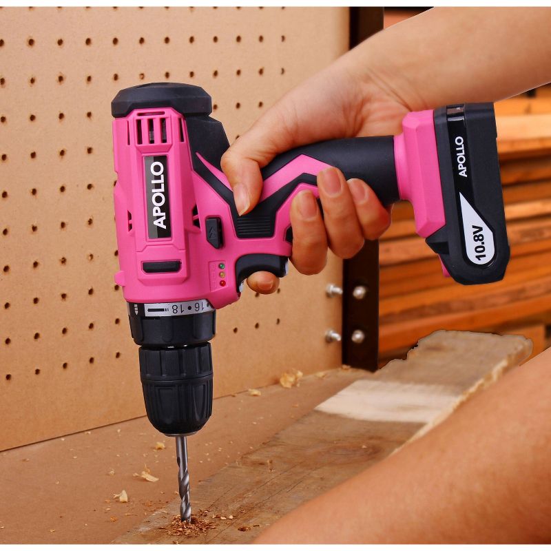 Apollo Tools 10.8 Volt DT4937P Cordless Drill with 30pc Accessory Set Pink, 6 of 7