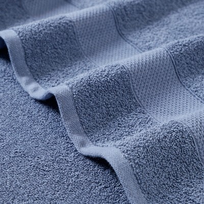 Denim Blue and White Cotton Jacquard Towel Set