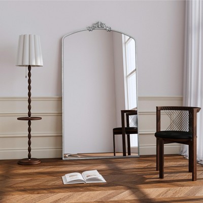 GlasFlength 36*66.5 Inch Full Length Mirrors, Traditional Baroque Arch Mirror for Entryway, Living Room, Hallway, Bathroom, Silver