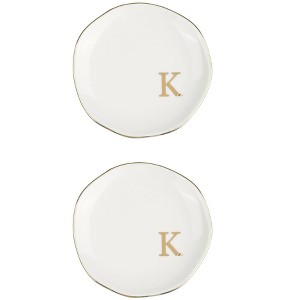 Unique Bargains Ceramic Decorative Jewelry Tray White 2 Packs - 1 of 4