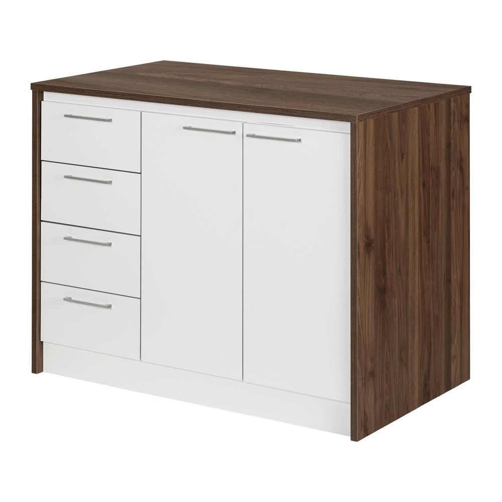 Photos - Kitchen System Myro Kitchen Island Natural Walnut/White - South Shore