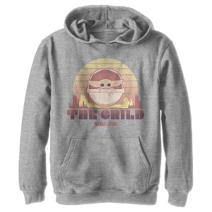 Boy's Star Wars The Mandalorian The Child Cartoon Retro Sunset Pull Over Hoodie - 1 of 3
