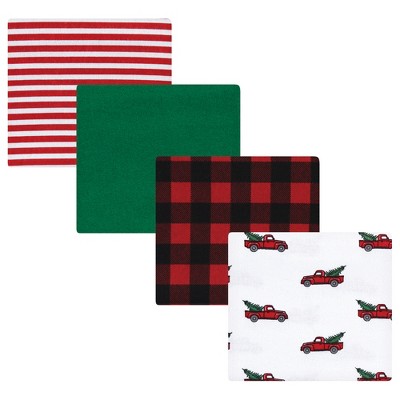 Hudson Baby Infant Boy Cotton Flannel Receiving Blankets, Christmas Tree Truck, One Size