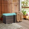 Tangkula 2 Pieces Patio Ottoman Outdoor Wicker Footstool Storage Box Side Table w/ Solid Metal Frame Additional Seating w/ Removable Cushions Beige/Off White/Red/Turquoise/Gray/Navy - 2 of 4