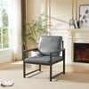 Vynxaria Freestanding Brown Modern Faux Leather Accent Chairs with Padded Metal Armrests, Suitable for Home & Office - 2 of 4