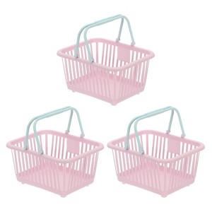 Unique Bargains Plastic Grocery Shopping Toy Organizing Mini Decorative Baskets 6.3" x 3.5" x 5.1" 3 Pcs - 1 of 4