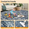 Area Rug Living Room Rugs 9x12 Large Machine Washable Non Slip Pearl Velvet Carpet, Soft Indoor Floral Stain Resistant Carpet for Under Dining Table, - 2 of 4