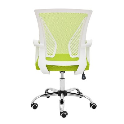 Zuna White/Lime Mesh Mid-Back Swivel Task Chair