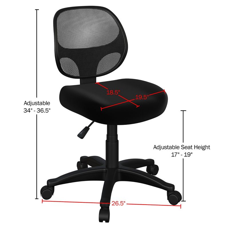 Lavish Home Office Chair - Adjustable Height Computer Chair with Wheels, 2 of 7