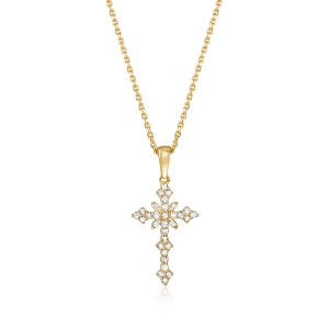 Ross-Simons 0.25 ct. t.w. Diamond Cross Pendant Necklace in 18kt Gold Over Sterling - 1 of 4