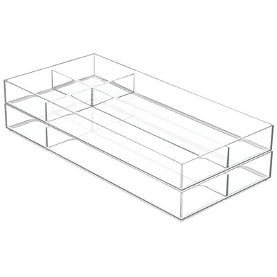 4-Section Stackable Makeup Drawer Organizer - Clear