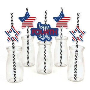 Big Dot of Happiness 4th of July Paper Straw Decor - Striped Decorative Straws for Independence Day - Set of 24 - 1 of 4