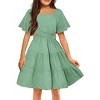 Arshiner Girls Dresses Square Neck Cut Out Shirred Party Cute Tween Dress - 3 of 4
