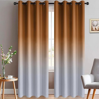 Yakamok Gradient Color Ombre Curtains ( Burnt Orange 52x96 Inch, Set of 2)