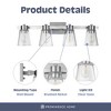 Prominence Home Fairendale 4 Light Bathroom Light Fixtures, Wall Mount Vanity Lights Over Mirror with Clear Glass Shades, Brushed Nickel - 2 of 4