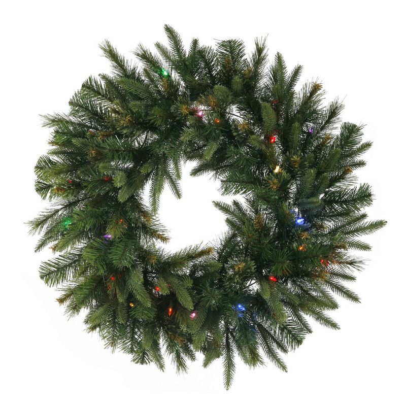 36" Cashmere Pine Artificial Christmas Wreath with Multi-Colored LED Lights