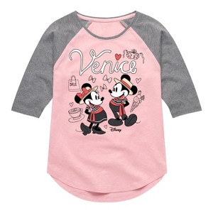 Girls' - Disney - Mickey & Friends Shirt Tail Raglan Graphic T-shirt - 1 of 3