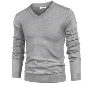 COOFANDY Mens V Neck Dress Sweater Long Sleeve Slim Fit Fashion Pullover Sweater - 1 of 4