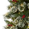 Nearly Natural 9-ft Frosted Swiss Pine Artificial Christmas Tree with 700 Clear LED Lights and Berries - 3 of 4