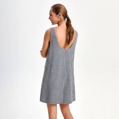Women Decorative Pockets Mini A-Line Dress – A New Day Gingham