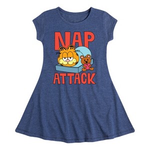 Girls' - Garfield - Nap Attack Fit & Flair Cap Sleeve Dress - 1 of 3