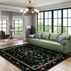 LOVEVOOK Vintage Dark Green Living Room Rug, Washable Floral Area Rugs for Bedroom Dining Room Kitchen, Stain Resistant Non-Slip Large Carpet - 2 of 4