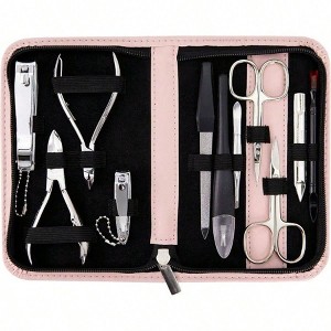 10 - Piece Manicure Pedicure Kit with Pink Synthetic Leather Case, Nail Care and Clipper Set - 1 of 3