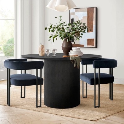 Mia Velvet Dining Chairs Set of 2, Modern Design Armrest Dining Chair with Three Legs for Dining Room, Indoor Furniture - Maison Boucle