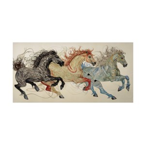 Canvas Wall Art - Sasha 'Dancing Horses' Wall Art for Living Room, Bedroom, or Office Décor by Trademark Fine Art - 19 x 10 Inches - 1 of 4