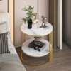 Artloge 2 Tiers Sofa Side End Table Living Room Decor Golden Frame Sintered Stone Top - 4 of 4