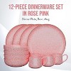 American Atelier 12 Pc Dinnerware Set Stoneware Dishes, Dinner Plate, Side Plate, Bowl, and Mug, Service for 4, Plate and Bowl Set, Rose Pink - 2 of 4