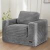 MAXYOYO Giant Bean Bag Chair, Striped Faux Fur Upholstered Floor Sofa with Pillows and Armrests, Grey - 2 of 4