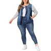 Agnes Orinda Women's Plus Size Denim Hood Layered Drawstring Fall Winter Button Pockets Jean Jackets - 2 of 4