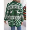 Coolmee Women's Ugly Christmas Sweaters Long Sleeve Open Front Cardigan Sweaters with Pockets - 2 of 4