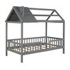Twin Size Wood House Bed with Fence for Kids,Teens - 4 of 4