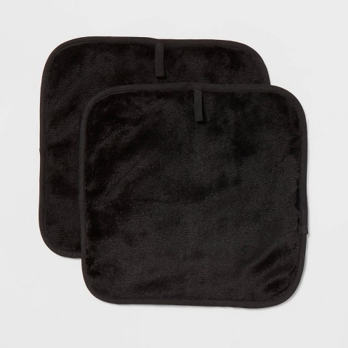 Black Washcloth with Makeup Embroidered-3 Washcloths