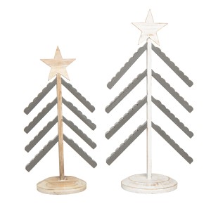 Transpac Wood 20 in. Multicolor Christmas Line Style Trees Set of 2 - 1 of 2