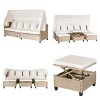 4-Piece Patio Chaise Lounges, UV-Proof Resin Wicker Daybed with Retractable Canopy and Lifting Table, Daybed with Foam Cushions-Coolbibila - 3 of 4