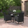 vidaXL Patio Dining Set Outdoor Table and Chair Set Poly Rattan and Glass - Black and White 31.5" Table Length 4 Items - 2 of 4