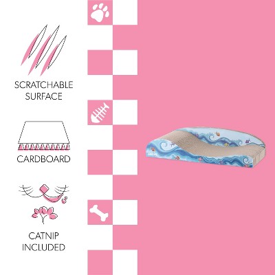 Kokomo Coastal Blue Cardboard Lounge Bed Cat Scratcher with Catnip