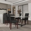 Emma and Oliver 4 Pack Contemporary Black Faux Leather Panel Back Parsons Chair with High Density Foam Padding and Mahogany Finished Hardwood Frame - 2 of 4