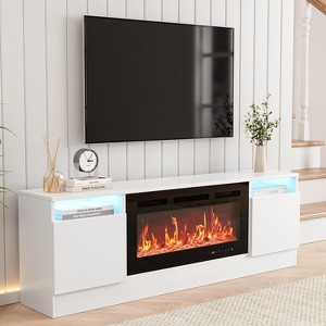 TV Stand for TV Up to 75 Inch, Modern Entertainment Center with Storage Cabinet, Fits into 36" Electric Fireplace - 1 of 4