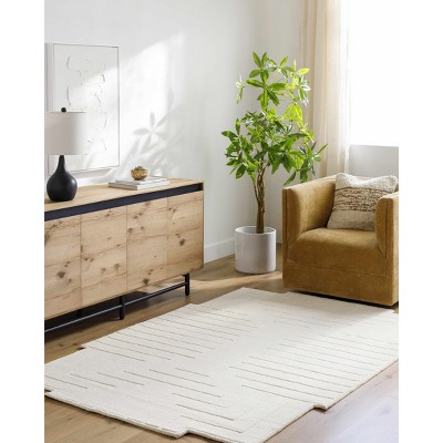 Hauteloom Yavor White Geometric Area Rug