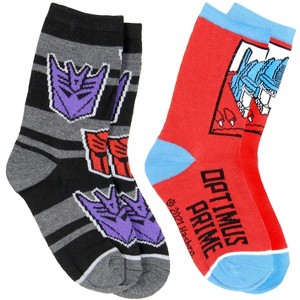 Transformers Autobots Decepticons Optimus Prime Boys' 2 Pack Crew Socks Multicoloured - 1 of 3