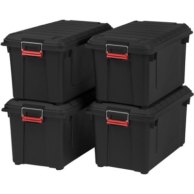 IRIS USA 4Pack 91qt Christmas Plastic Storage Bins with Lids and Secure  Latching Buckles, Clear/Red