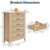 Fluted 5 Drawer Dresser for Bedroom Rattan Chest of Dressers Tall Dresser for Closet with Drawers Boho Night Stand - 2 of 4