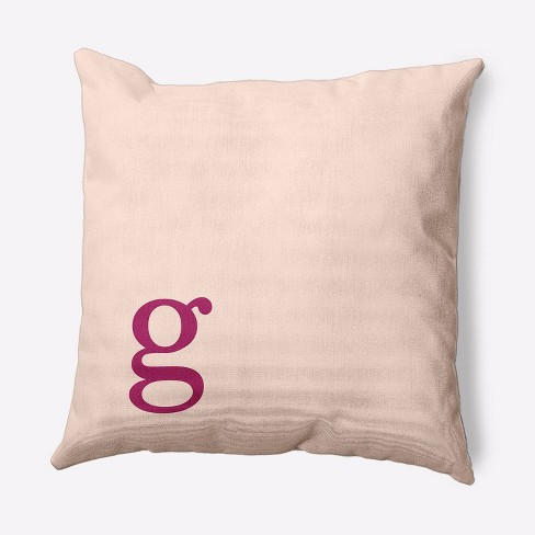 16x16 Modern Monogram 'g' Square Throw Pillow Pink/Purple - e by design